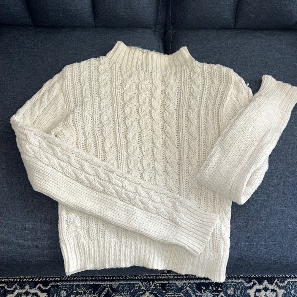 Forever 21 Cream Cable Knit Sweater